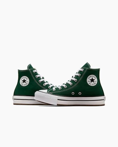 Green / White / Beige White Converse Chuck Taylor All Star EVA Lift Kids' Platform Shoes Canada | C-48156029