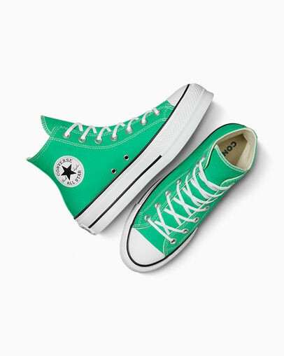 Green / White / Black Converse Chuck Taylor All Star Lift Platform Women Canvas Shoes Canada | C-62781599