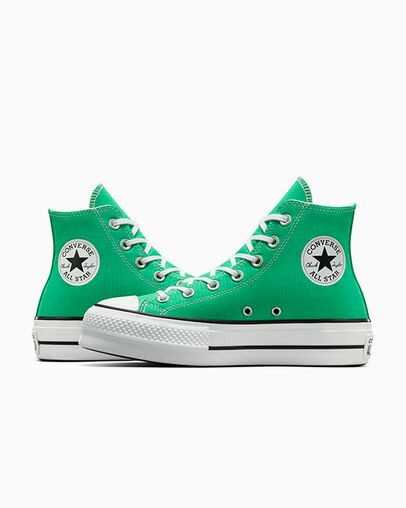 Green / White / Black Converse Chuck Taylor All Star Lift Platform Women Canvas Shoes Canada | C-62781599