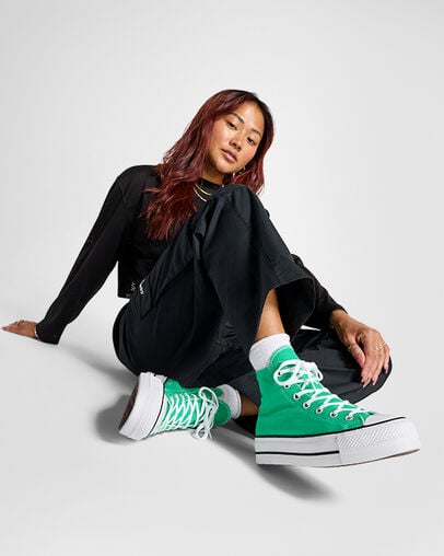 Green / White / Black Converse Chuck Taylor All Star Lift Platform Women Canvas Shoes Canada | C-62781599