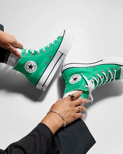 Green / White / Black Converse Chuck Taylor All Star Lift Platform Women Canvas Shoes Canada | C-62781599