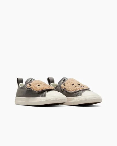Grey Converse Chuck Taylor All Star One Strap Sherpa Bear Kids' Sneakers Canada | C-90324679