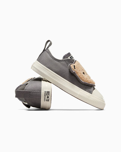 Grey Converse Chuck Taylor All Star One Strap Sherpa Bear Kids' Sneakers Canada | C-90324679