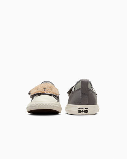 Grey Converse Chuck Taylor All Star One Strap Sherpa Bear Kids' Sneakers Canada | C-90324679