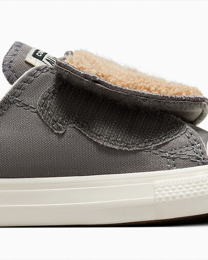Grey Converse Chuck Taylor All Star One Strap Sherpa Bear Kids' Sneakers Canada | C-90324679