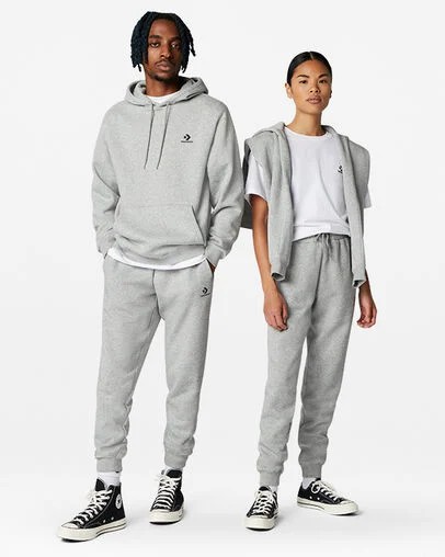 Grey Converse Go-To Embroidered Star Chevron Standard-Fit Men Sweatpants Canada | C-98361759
