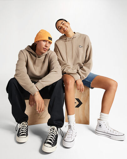 Khaki Converse Go-To Chuck 70 Loose Fit Men Hoodie Canada | C-36029879