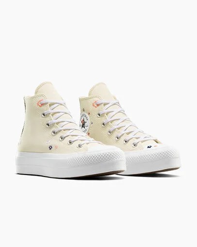 Light Beige / White / Coral Converse Chuck Taylor All Star Lift Women Platform Shoes Canada | C-19705849