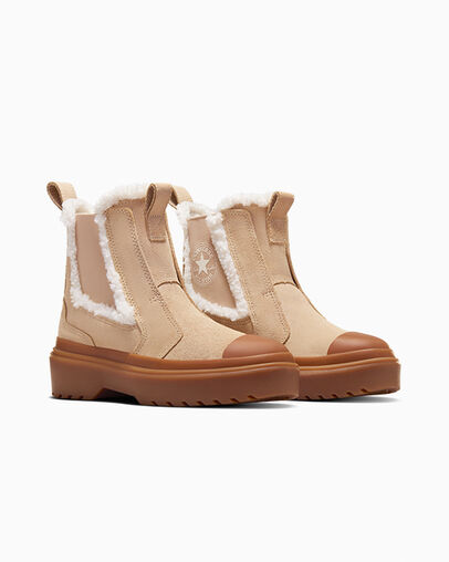 Light Brown Converse Chuck Taylor All Star Chelsea Lugged Suede Kids' Sneakers Canada | C-79536219