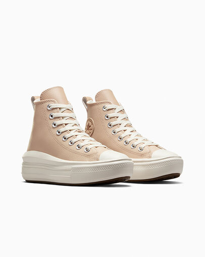 Light Brown Converse Chuck Taylor All Star Move Leather Kids' Sneakers Canada | C-83651029