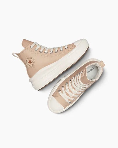 Light Brown Converse Chuck Taylor All Star Move Leather Kids' Sneakers Canada | C-83651029