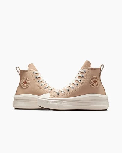 Light Brown Converse Chuck Taylor All Star Move Leather Kids' Sneakers Canada | C-83651029