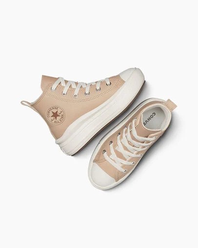 Light Brown Converse Chuck Taylor All Star Move Leather Kids' Sneakers Canada | C-50678199