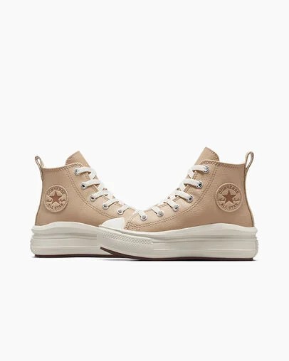 Light Brown Converse Chuck Taylor All Star Move Leather Kids' Sneakers Canada | C-50678199