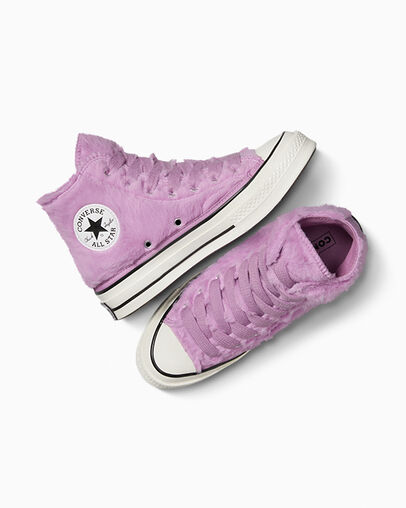 Light Purple / Black Converse Chuck 70 Faux Fur Women Sneakers Canada | C-82916579