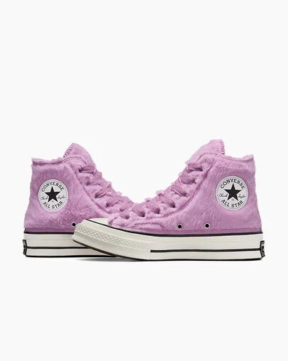 Light Purple / Black Converse Chuck 70 Faux Fur Women Sneakers Canada | C-82916579