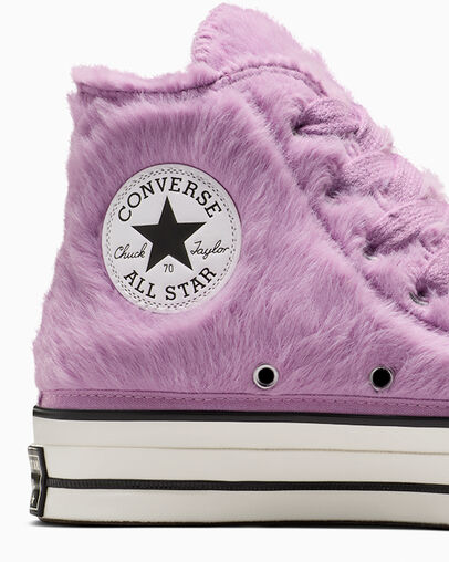 Light Purple / Black Converse Chuck 70 Faux Fur Women Sneakers Canada | C-82916579