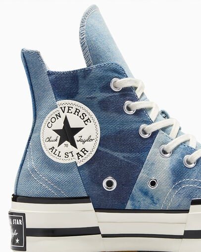 Navy / Black Converse Chuck 70 Plus Distressed Denim Women Sneakers Canada | C-10937689