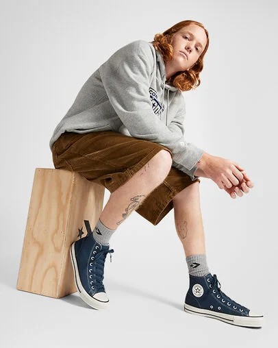 Navy / Black Converse Chuck Taylor All Star Pro Suede Women Skate Shoes Canada | C-82973019