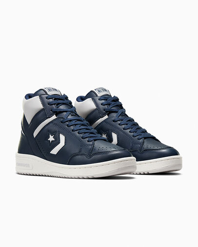 Navy / Grey Converse Weapon Leather Men Boots Canada | C-85172409