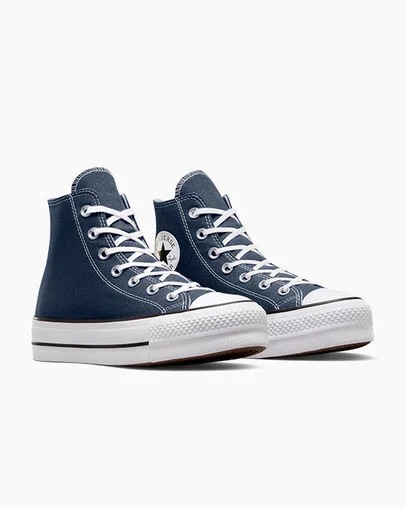 Navy / White / Black Converse Chuck Taylor All Star Lift Platform Women Canvas Shoes Canada | C-68231599