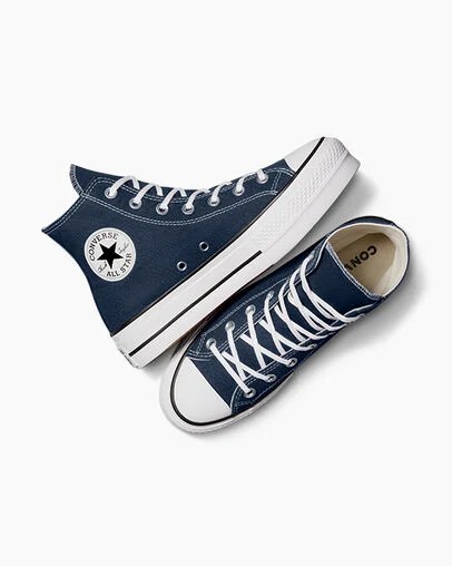 Navy / White / Black Converse Chuck Taylor All Star Lift Platform Women Canvas Shoes Canada | C-68231599