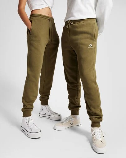 Olive Converse Go-To Embroidered Star Chevron Standard-Fit Men Sweatpants Canada | C-36140989