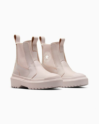 Pink / Pink Converse Chuck Taylor All Star Lugged Leather Kids' Boots Canada | C-58601429