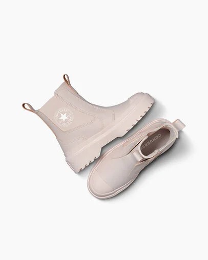 Pink / Pink Converse Chuck Taylor All Star Lugged Leather Kids' Boots Canada | C-58601429