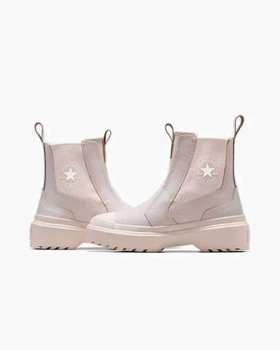 Pink / Pink Converse Chuck Taylor All Star Lugged Leather Kids' Boots Canada | C-58601429