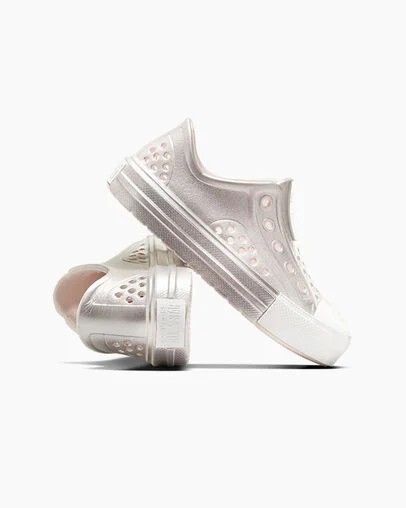 Pink / Silver / White Converse Chuck Taylor All Star Play Lite CX Metallic Kids' Sneakers Canada | C-57841069