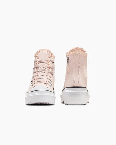 Pink / White Converse Chuck Taylor All Star Lugged Lift Ruffles Kids' Sneakers Canada | C-09861729