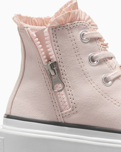 Pink / White Converse Chuck Taylor All Star Lugged Lift Ruffles Kids' Sneakers Canada | C-13967489