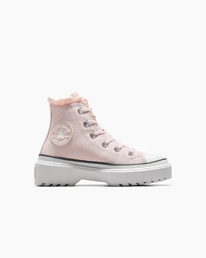 Pink / White Converse Chuck Taylor All Star Lugged Lift Ruffles Kids\' Sneakers Canada | C-13967489