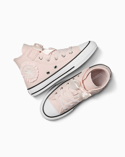 Pink / White Converse Chuck Taylor All Star Ruffles & Bows Easy-On Kids' Sneakers Canada | C-85392419