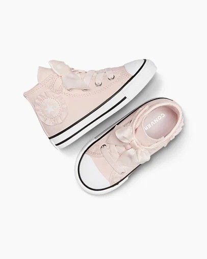 Pink / White Converse Chuck Taylor All Star Ruffles & Bows Easy-On Kids' Sneakers Canada | C-78152039