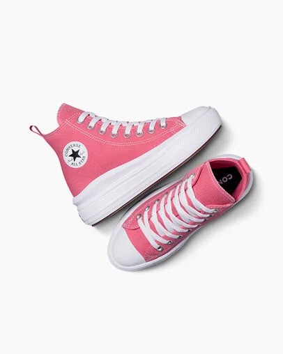 Pink / White / Black Converse Chuck Taylor All Star Move Platform Kids' Canvas Shoes Canada | C-26537919