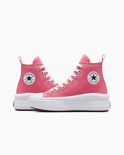 Pink / White / Black Converse Chuck Taylor All Star Move Platform Kids' Canvas Shoes Canada | C-26537919
