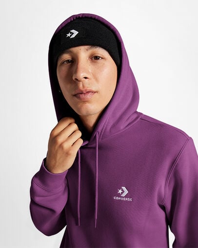 Purple Converse Go-To Embroidered Star Chevron Standard-Fit Fleece Men Hoodie Canada | C-45867039