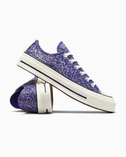 Purple / Black Converse Chuck 70 Glitter Women Sneakers Canada | C-07395619