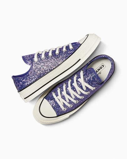 Purple / Black Converse Chuck 70 Glitter Women Sneakers Canada | C-21960759