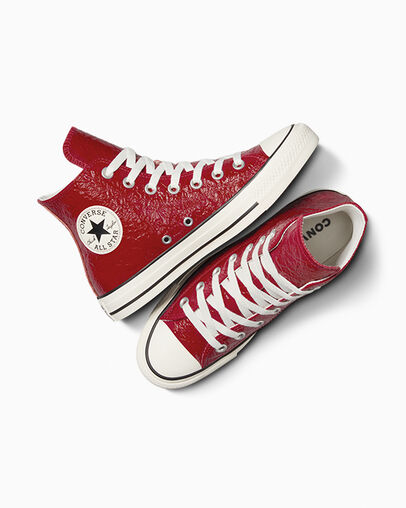 Red Converse Chuck Taylor All Star Crinkled Leather Women Sneakers Canada | C-30418279