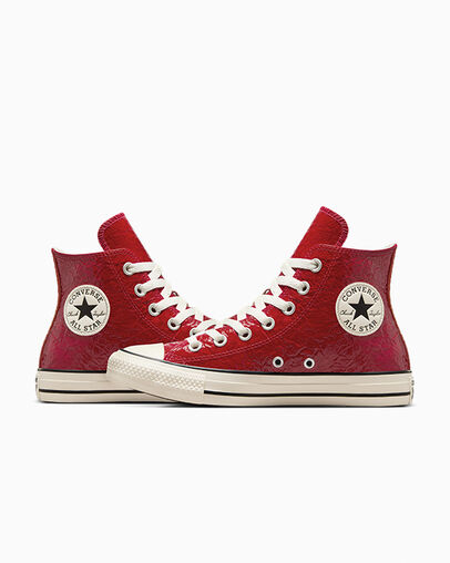 Red Converse Chuck Taylor All Star Crinkled Leather Women Sneakers Canada | C-30418279