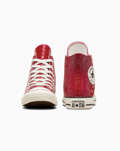 Red Converse Chuck Taylor All Star Crinkled Leather Women Sneakers Canada | C-30418279