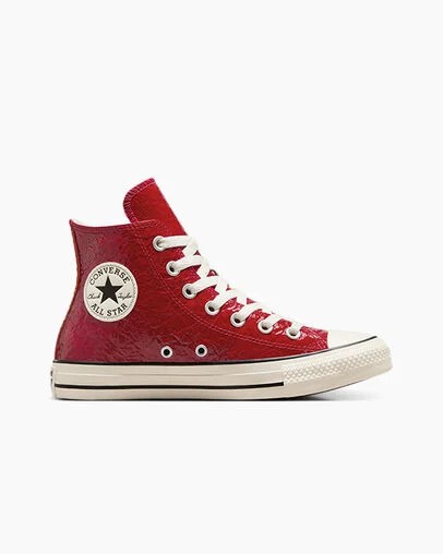 Red Converse Chuck Taylor All Star Crinkled Leather Women Sneakers Canada | C-30418279