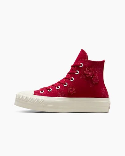 Red Converse Chuck Taylor All Star Lift 3D Florals Women Sneakers Canada | C-75269309