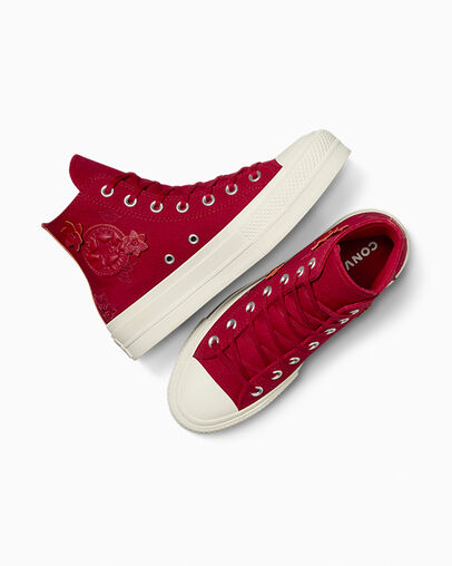 Red Converse Chuck Taylor All Star Lift 3D Florals Women Sneakers Canada | C-75269309