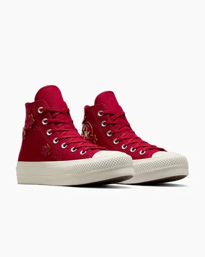 Red Converse Chuck Taylor All Star Lift 3D Florals Women Sneakers Canada | C-71032599