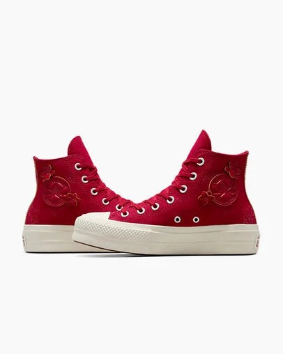 Red Converse Chuck Taylor All Star Lift 3D Florals Women Sneakers Canada | C-71032599