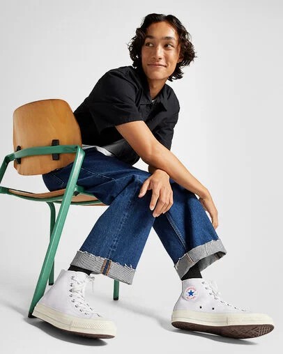 White Converse Chuck 70 Leather Men Sneakers Canada | C-49276819